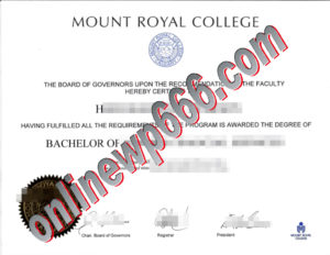 Mount Royal University degree certificate