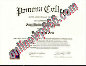 buy Pomona College degree certificate
