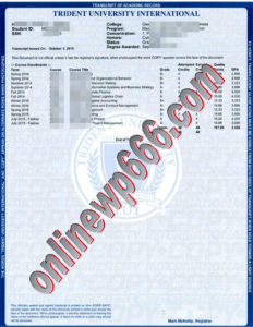 buy Trident University International transcript
