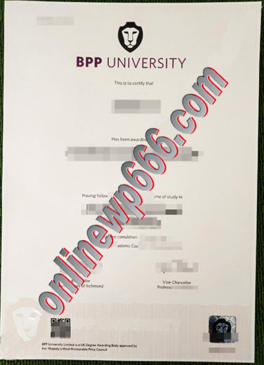 BPP University degree certificate