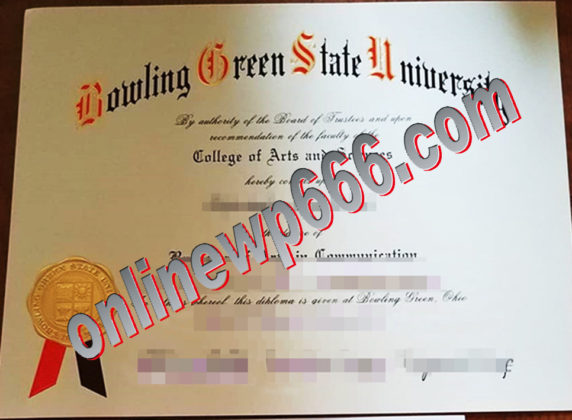 Bowling Green State University degree certificate