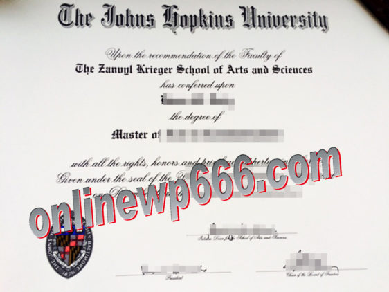 fake Johns Hopkins University diploma