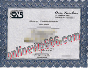 Oncology Nursing Society fake certificate
