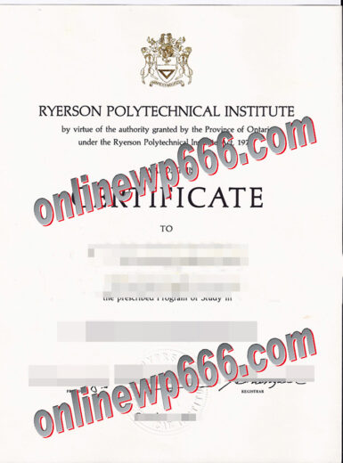 fake Ryerson Polytechnic Institute certificate