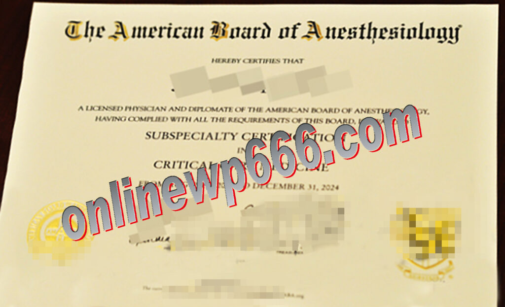 The American Board of Anesthesiology fake certificate