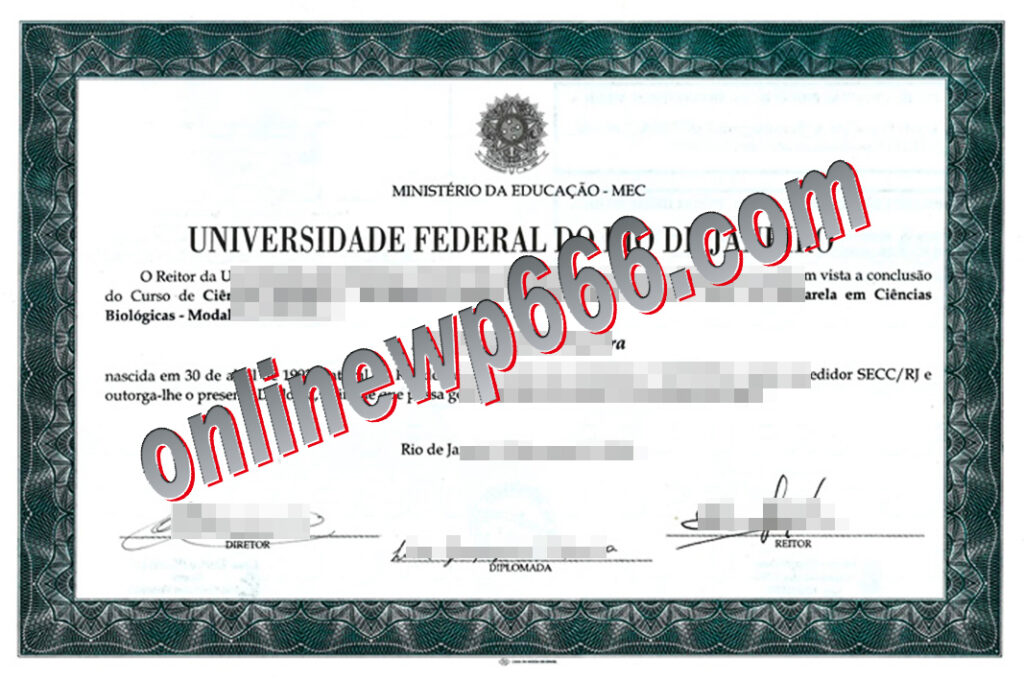 fake Universidade Federal do Rio de Janeiro degree certificate